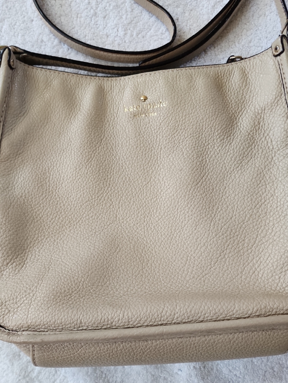 Kate Spade Women's Light Beige Pebbled Leather Shoulder Bag Preowned